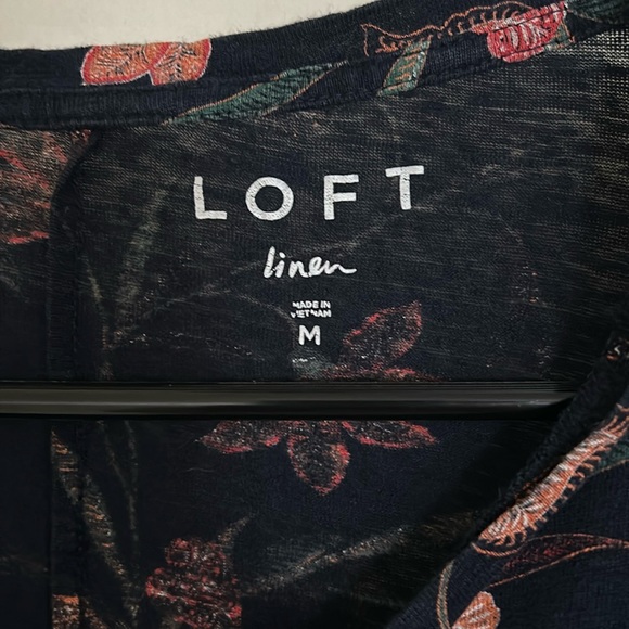 Loft Floral Ruffle Sleeve Linen Tee - Picture 4 of 5